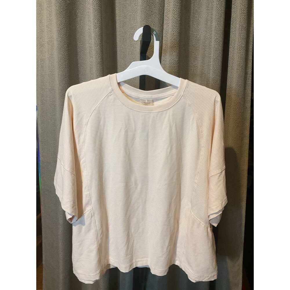 NWT Calia Renew BoxyT Women’s L Faded Pink Ribbed Activewear Oversized Crew Neck
